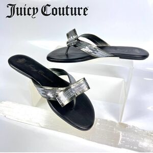 JUICY COUTURE Size 8.5 Flat Thong w Bow Gold Bottom